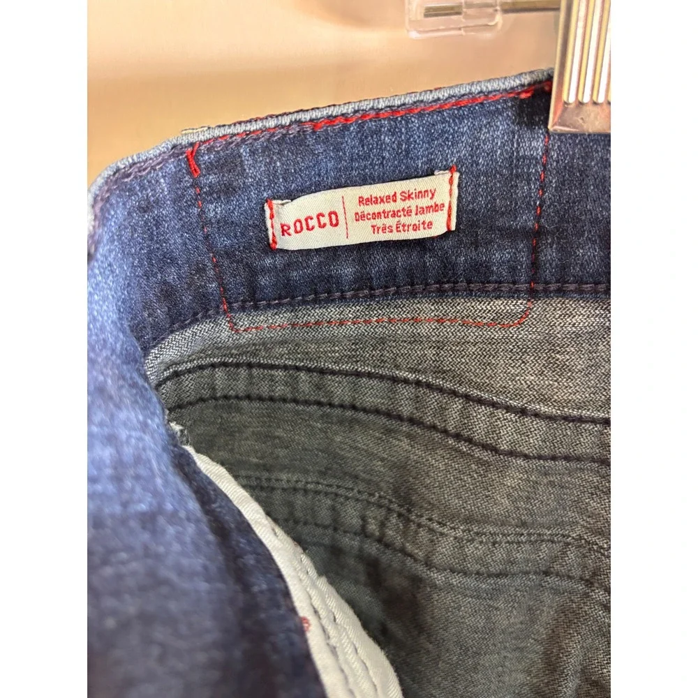 True Religion Rocco Relaxed Skinny Jeans Dark Indigo Blue Mens Size 38 Denim